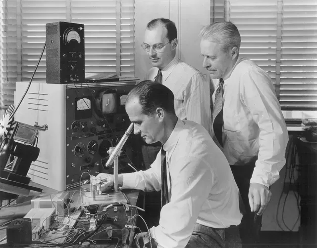 Bardeen, Brattain, Shockley. Bell Labs, Murray Hill, NJ. December 23rd, 1947