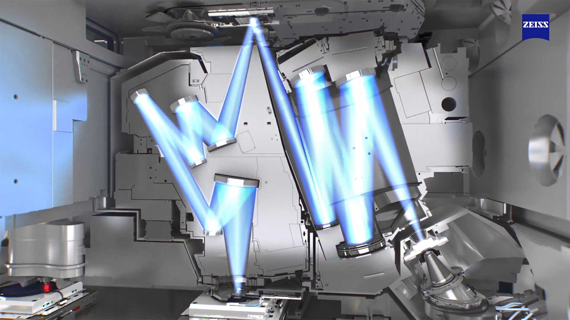 The Zeiss optics stack inside an ASML EUV machine